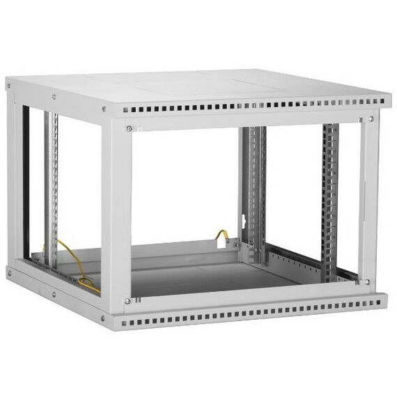 Шкафы и стойки: Настенный разборный шкаф TLK TWI-066035-R-G-GY 19", 6U, стеклянная дверь, Ш600хВ303хГ350мм, 1 пара монтажных направляющих, серый фотографии