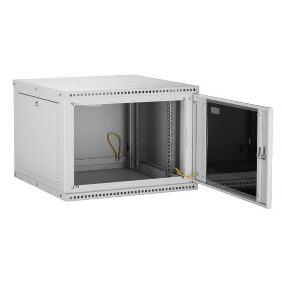 Шкафы и стойки: Настенный разборный шкаф TLK TWI-066035-R-G-GY 19", 6U, стеклянная дверь, Ш600хВ303хГ350мм, 1 пара монтажных направляющих, серый фотографии