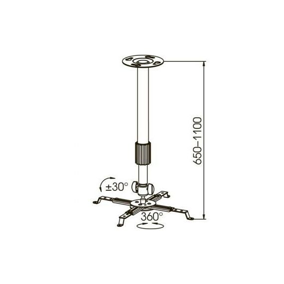 Аксессуары для проекторов: Кронштейн Kromax PROJECTOR-300 потолочный, 2 ст. наклон, белый фотографии
