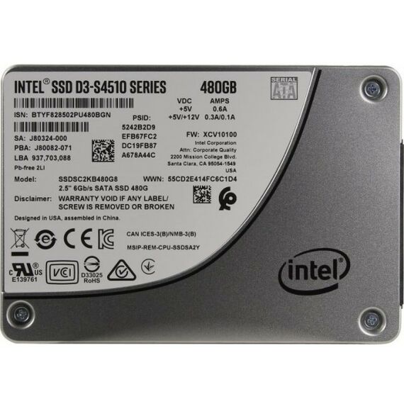 SSD-накопители: SSD-накопитель Intel 480 Gb D3-S4510 Series SATA 6Gb/s 2.5" 3D TLC [SSDSC2KB480G801] фотографии