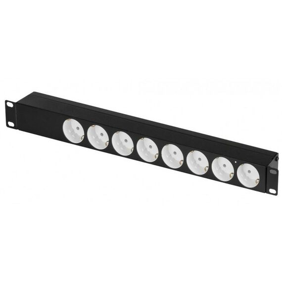 Шкафы и стойки: Блок электрических розеток TLK TLK-RS08M1N-BK 19", 8 гнезд, 10 А, с фильтром, без выключателя и предохранителя, без шнура питания, железный корпус фотографии