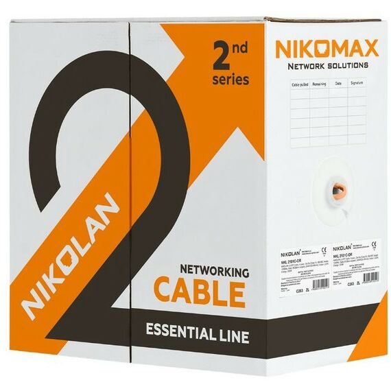 Кабель и разъемы: Кабель Nikolan NKL 2700B-BK F/UTP 4 пары, Кат.5e (Класс D), тест по ISO/IEC, 100МГц, одножильный, BC (чистая медь), 24AWG (0,49мм), внешний, PE до -60С, черный, 305м - гарантия: 1 год фотографии