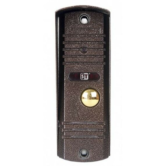 Домофоны: Панель ST ST-P102 МЕДЬ версия 2 1/2.7 CMOS, 1000TVL, CVBS, Угол обзора: по диаг./по гориз.: 110°/92°, ИК подсветка: автоматическая, до 3м, объектив: 3.7мм, управление замком: электромеханическое реле, IР68, -45°С...+50°С, 42х122х23мм фотографии