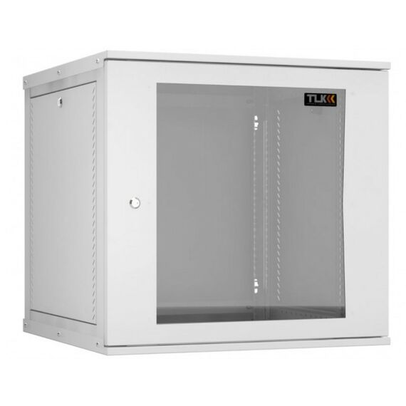 Шкафы и стойки: Настенный разборный шкаф TLK TWI-126060-R-G-GY 19", 12U, стеклянная дверь, Ш600хВ569хГ600мм, 2 пары монтажных направляющих, серый фотографии