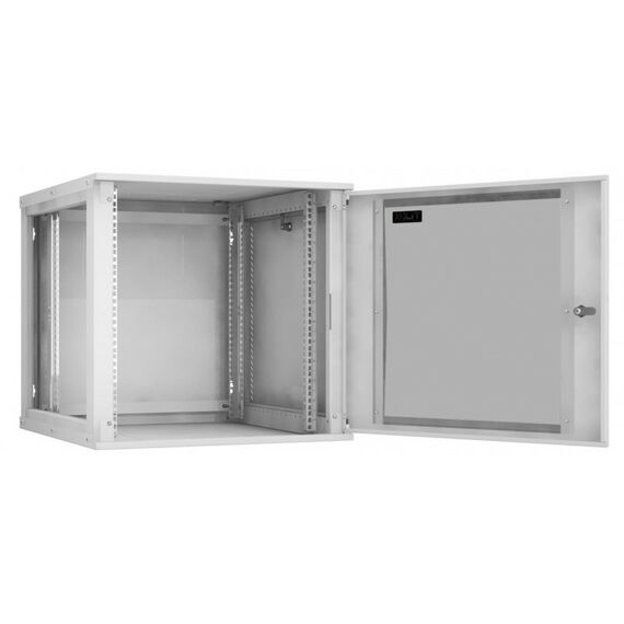 Шкафы и стойки: Настенный разборный шкаф TLK TWI-126060-R-G-GY 19", 12U, стеклянная дверь, Ш600хВ569хГ600мм, 2 пары монтажных направляющих, серый фотографии