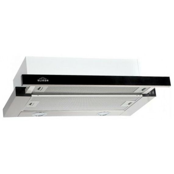 Вытяжки кухонные: Вытяжка ELIKOR Интегра GLASS 60Н-400-В2Д встраиваемая, ширина встраивания: 60 см, режимы работы: отвод / циркуляция, производительность: 400 куб.м/ч, количество двигателей: 1, тип освещения: лампа галогенная, цвет нержавеющая сталь/ черное стекло фотографии