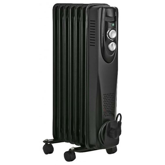 Масляные радиаторы: Масляный радиатор Ballu BOH/CL-07BRN мощность обогрева 1500 Вт, число секций: 7, термостат, колеса для перемещения, цвет черный фотографии