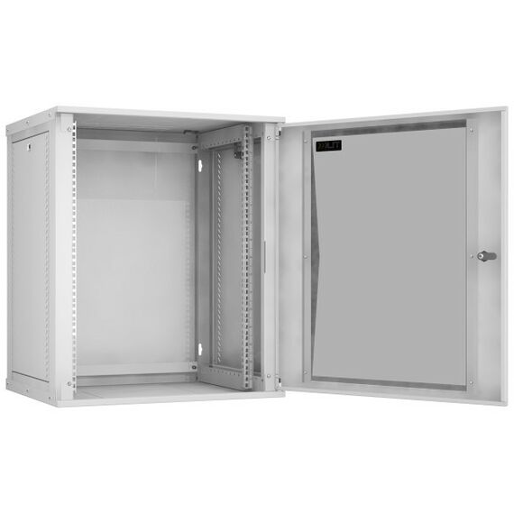 Шкафы и стойки: Настенный разборный шкаф TLK TWI-156045-R-G-GY 19", 15U, стеклянная дверь, Ш600хВ703хГ450мм, 1 пара монтажных направляющих, серый фотографии