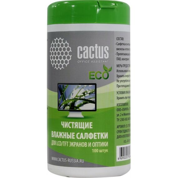 Чистящие средства: Влажные салфетки для техники Cactus CS-T1001E 100шт фотографии