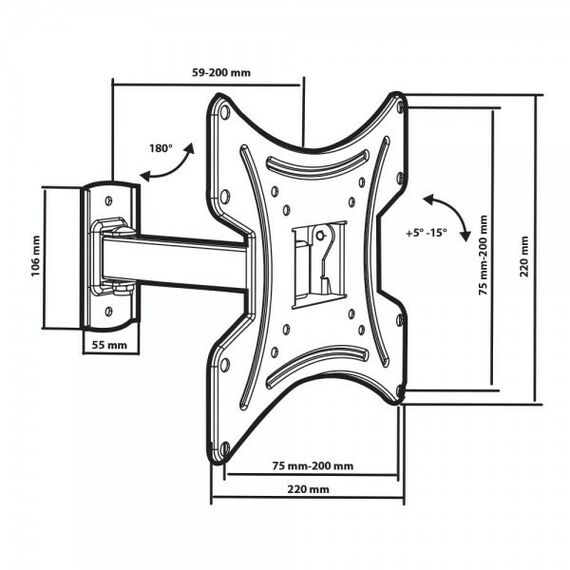 Крепеж для аудио-видео техники: Кронштейн для LED/LCD Kromax Tuarex ALTA-203 black Надежная стальная конструкция, антиблик - функция наклона позволяет убрать с экрана блики от солнца и ламп, простой и легкий монтаж благодаря съемной монтажной пластине, телевизор на кронштейне можно наклонить, повернуть и сдвинуть к стене фотографии