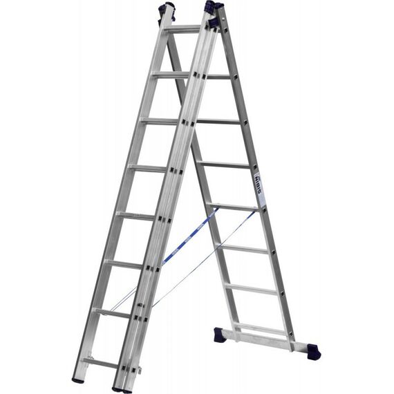 Стремянки и лестницы: Трехсекционная лестница СИБИН 38833-08 8 ступеней, со стабилизатором, алюминиевая фотографии