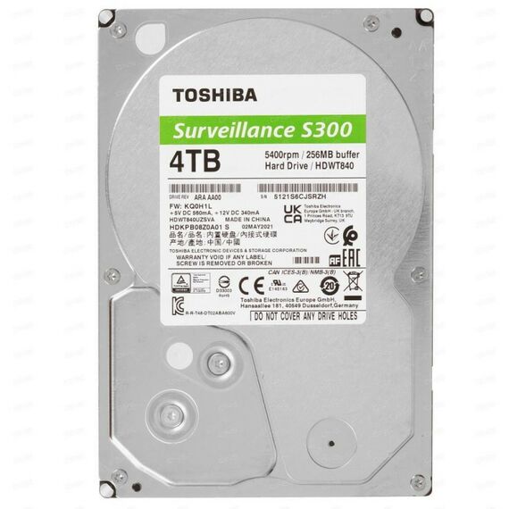Жесткие диски: Жесткий диск Toshiba 4Tb Surveillance S300 (SMR) SATA 3 5400 256Mb [HDWT840UZSVA] фотографии