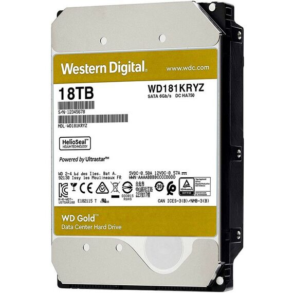Жесткие диски: Жёсткий диск Western Digital 18 Tb Gold SATA 6Gb/s 3.5" [WD181KRYZ] фотографии
