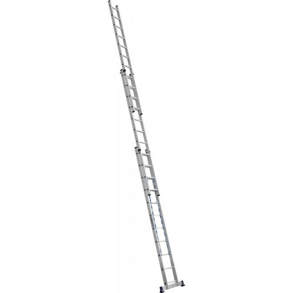 Стремянки и лестницы: Трехсекционная лестница СИБИН 38833-11 11 ступеней, со стабилизатором, алюминиевая фотографии