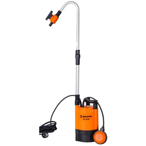 Насосы и насосные станции: Дренажный насос Вихрь ДН-400Б 400 Вт, макс. напор – 11 м, 100 л/мин, для чистой воды, диаметр пропускаемых частиц – 1 мм, 3/4" фотографии