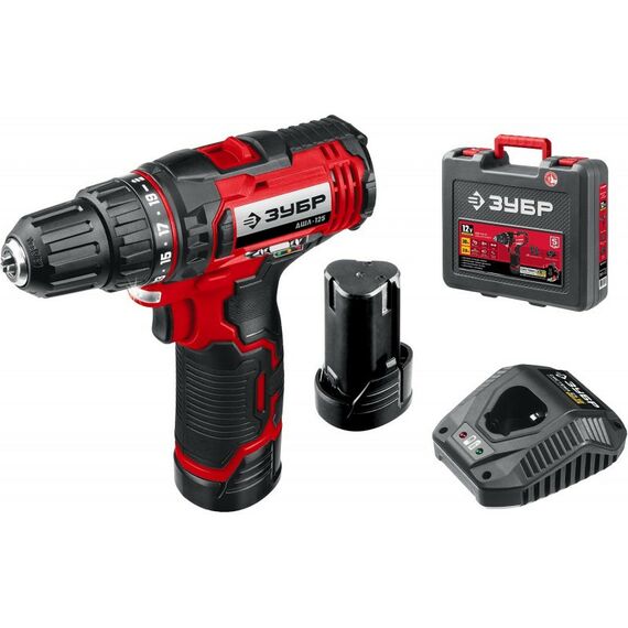 Дрели и шуруповерты: Дрель-шуруповерт Зубр ДШЛ-125-22 12В, 2 АКБ (2Ач), в кейсе фотографии