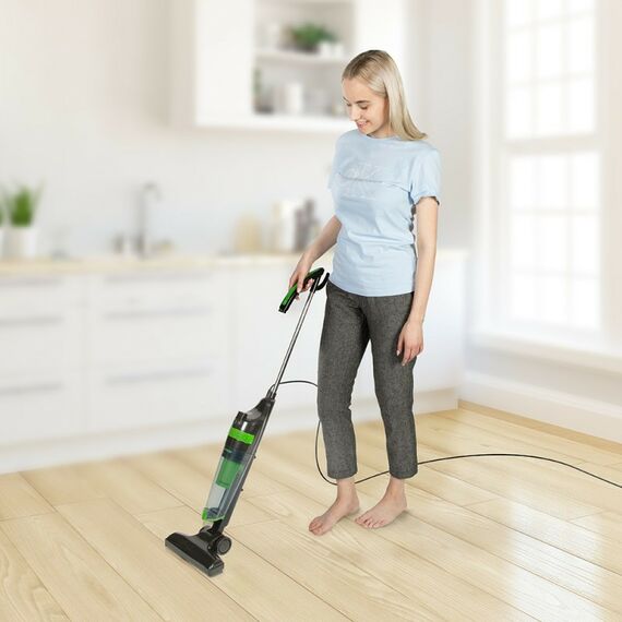 Пылесосы: Пылесос циклон вертикальный Endever SkyClean VC-292 650 Вт / 120 Вт, цвет черный/зеленый, HEPA-фильтр [90027] фотографии