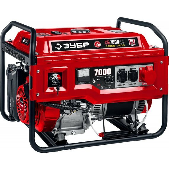 Электростанции: Бензиновый генератор с электростартером Зубр СБ-7000Е-3 380 В, 7 кВт фотографии