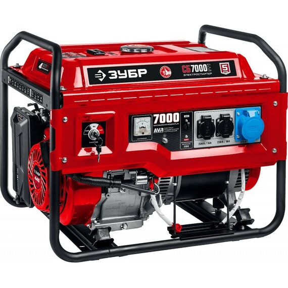 Электростанции: Бензиновый генератор с электростартером Зубр СБ-7000Е 7 кВт фотографии