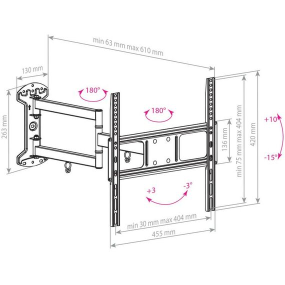 Крепеж для аудио-видео техники: Кронштейн для ТВ ARM Media LCD-415 black 24"-55", VESA 400x400 мм фотографии