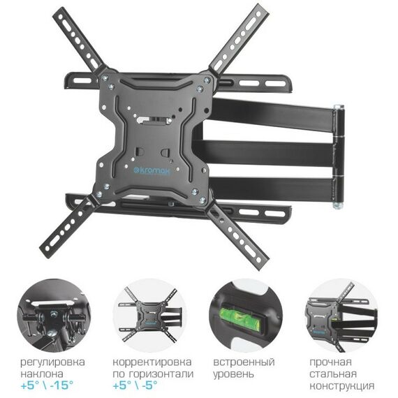 Крепеж для аудио-видео техники: Кронштейн настенный для ТВ Kromax DIX-19 Black 22"-65", VESA 400x400 мм [20260] фотографии