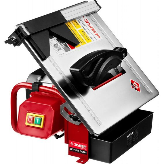 Плиткорезы: Электроплиткорез Зубр Мастер ЭП-180-600Н диск 180 мм, глубина реза 90°-34мм/45°-17мм, стол 330х360мм, 2950об/мин, 600Вт фотографии