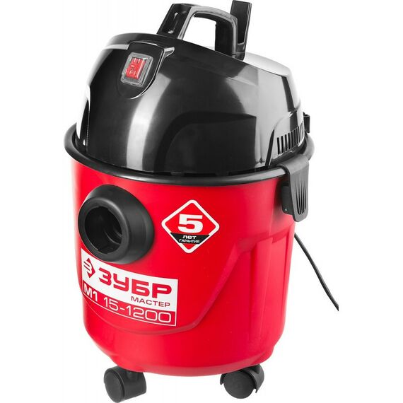 Строительные пылесосы: Пылесос хозяйственный Зубр ПУ-15-1200 М1 15 л, 1200 Вт, сухая и влажная уборка фотографии