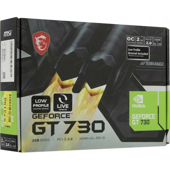 Видеокарты: Видеокарта MSI GeForce GT 730 2Gb <PCI-E> GDDR3 HDMI+DVI-D+D-Sub RTL [N730K-2GD3/LP] фотографии