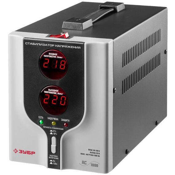 Стабилизаторы напряжения: Профессиональный стабилизатор напряжения Зубр АС 1000 1000 ВА, 140-260 В, 8% [59375-1] фотографии