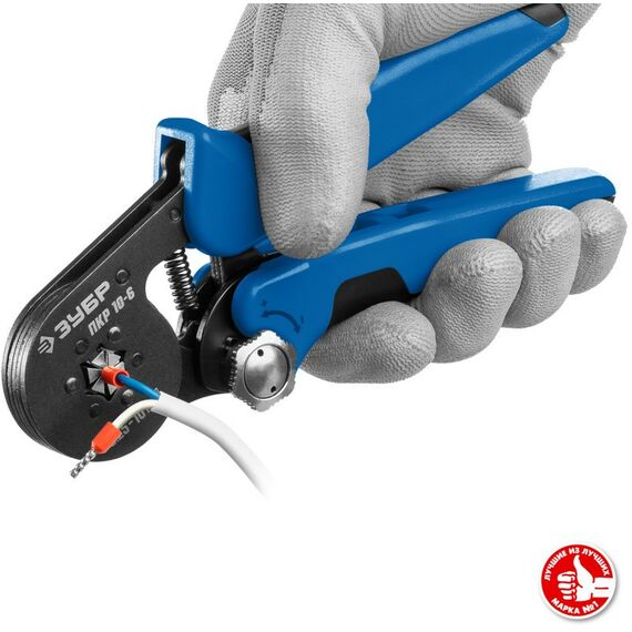 Электромонтажный инструмент: Пресс-клещи для втулочных наконечников Зубр Профессионал ПКР-10-6 0.25 - 10 мм.кв [22678] фотографии