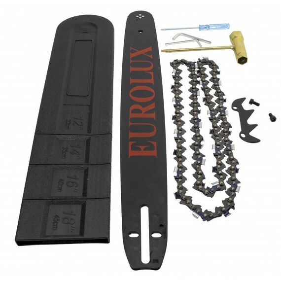 Бензопилы: Бензопила Eurolux GS-4518 3.1 л.с., шина 50.5 см, толщина звена 1.5 мм, шаг цепи 0.325", система гашения вибрации, тормоз цепи, автоматическая смазка цепи фотографии