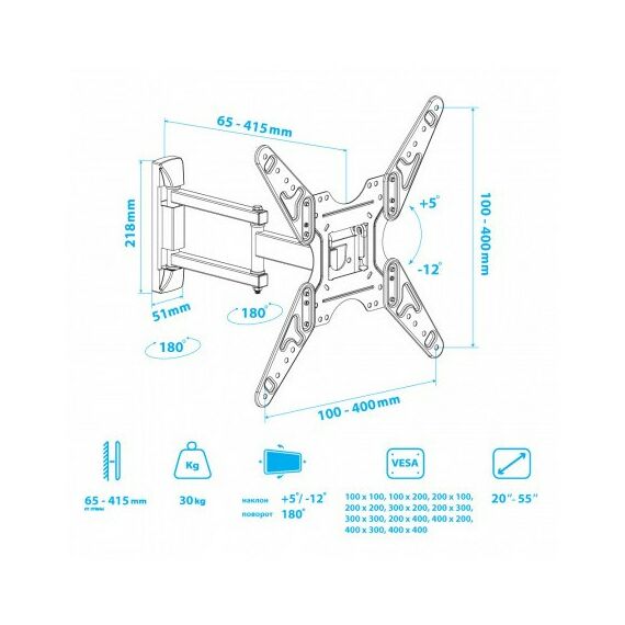 Крепеж для аудио-видео техники: Кронштейн для телевизора Kromax OPTIMA-414 black [29012] фотографии