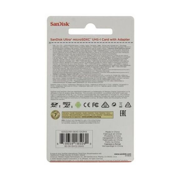 Secure Digital карты: microSDXC SanDisk 64Gb Ultra 80 UHS-I U1 Class10 + adapter [SDSQUNS-064G-GN3MA] фотографии