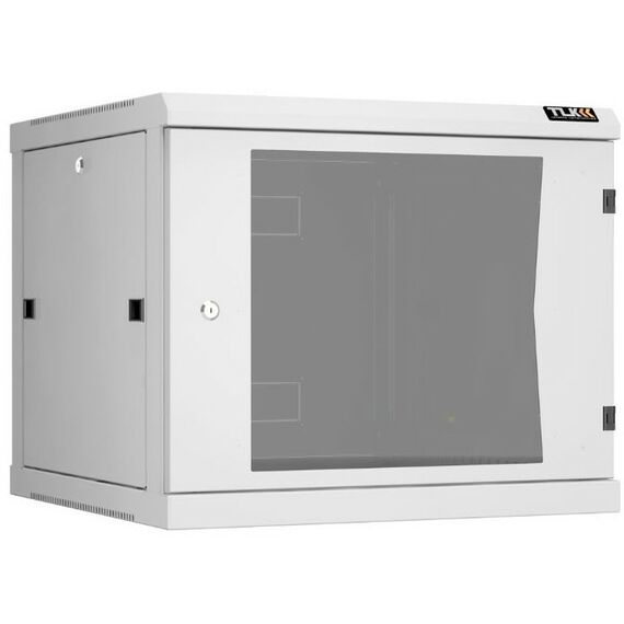 Шкафы и стойки: Настенный разборный шкаф TLK TWC-096060-R-G-GY 19", 9U, стеклянная дверь, Ш600хВ503хГ600мм, 2 пары монтажных направляющих, серый фотографии