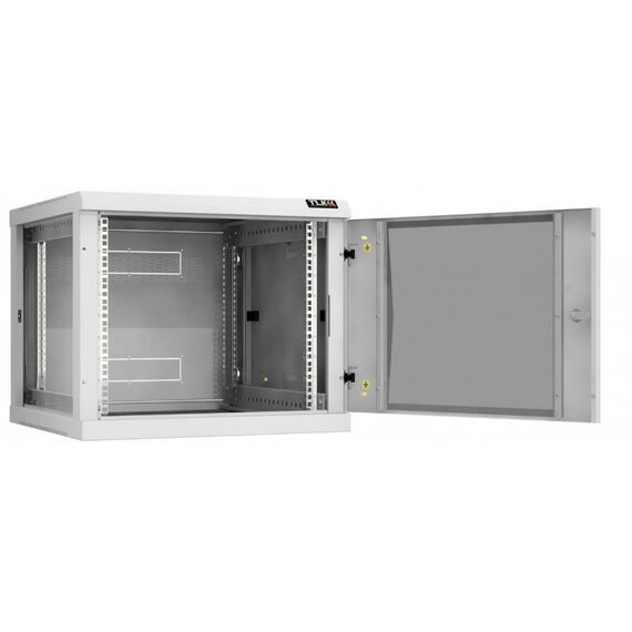 Шкафы и стойки: Настенный разборный шкаф TLK TWC-096060-R-G-GY 19", 9U, стеклянная дверь, Ш600хВ503хГ600мм, 2 пары монтажных направляющих, серый фотографии