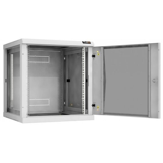 Шкафы и стойки: Настенный разборный шкаф TLK TWC-126060-R-G-GY 19", 12U, стеклянная дверь, Ш600хВ636хГ600мм, 2 пары монтажных направляющих, серый фотографии