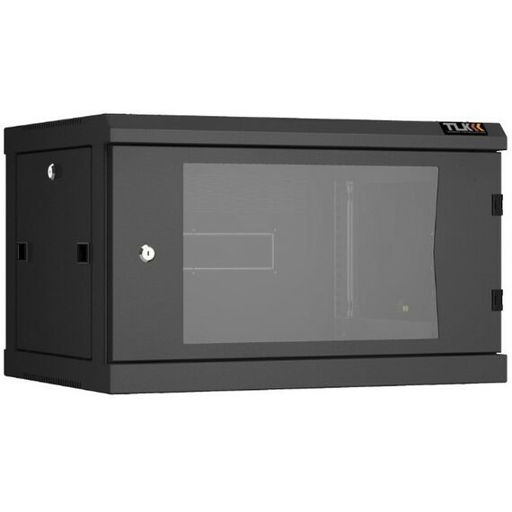 Шкафы и стойки: Настенный разборный шкаф TLK TWC-066045-R-G-BK 19", 6U, стеклянная дверь, Ш600хВ370хГ450мм, 2 пары монтажных направляющих, черный фотографии