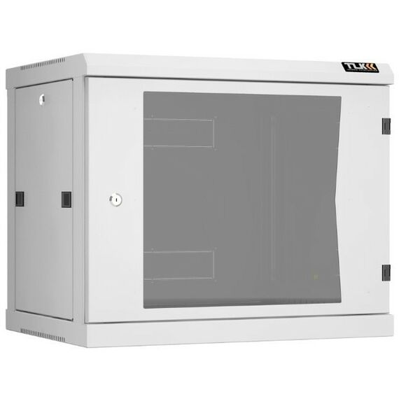 Шкафы и стойки: Настенный разборный шкаф TLK TWC-096045-R-G-GY 19", 9U, стеклянная дверь, Ш600хВ503хГ450мм, 2 пары монтажных направляющих, серый фотографии