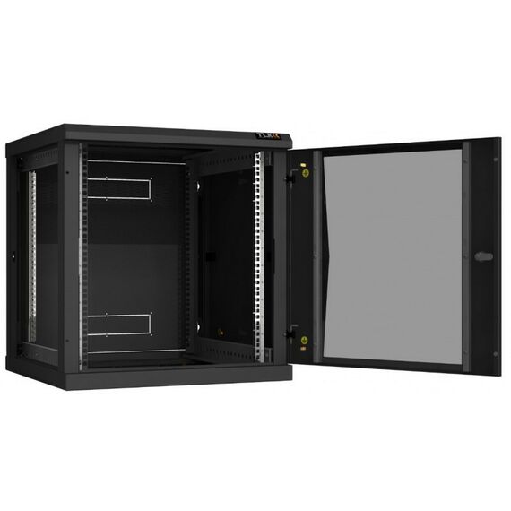 Шкафы и стойки: Настенный разборный шкаф TLK TWC-126060-R-G-BK 19", 12U, стеклянная дверь, Ш600хВ636хГ600мм, 2 пары монтажных направляющих, черный фотографии