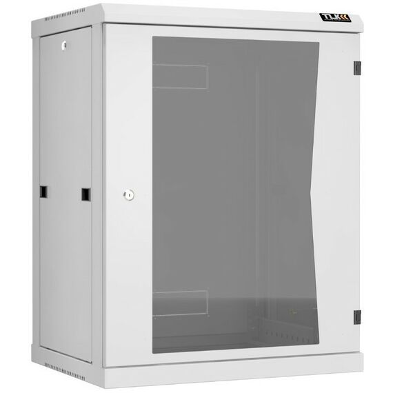 Шкафы и стойки: Настенный разборный шкаф TLK TWC-156045-R-G-GY 19", 15U, стеклянная дверь, Ш600хВ770хГ450мм, 2 пары монтажных направляющих, серый фотографии