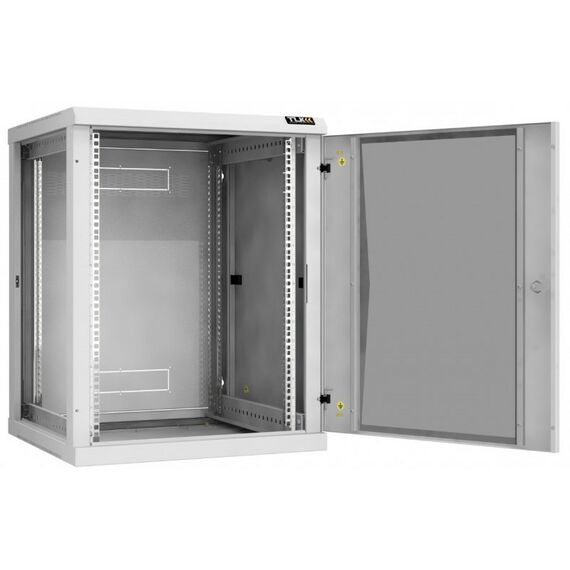 Шкафы и стойки: Настенный разборный шкаф TLK TWC-156060-R-G-GY 19", 15U, стеклянная дверь, Ш600хВ770хГ600мм, 2 пары монтажных направляющих, серый фотографии