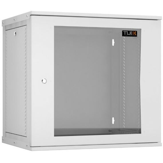 Шкафы и стойки: Настенный разборный шкаф TLK TWI-126045-R-G-GY 19", 12U, стеклянная дверь, Ш600хВ569хГ450мм, 1 пара монтажных направляющих, серый фотографии