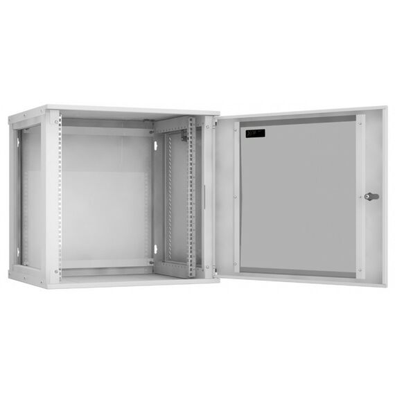 Шкафы и стойки: Настенный разборный шкаф TLK TWI-126045-R-G-GY 19", 12U, стеклянная дверь, Ш600хВ569хГ450мм, 1 пара монтажных направляющих, серый фотографии