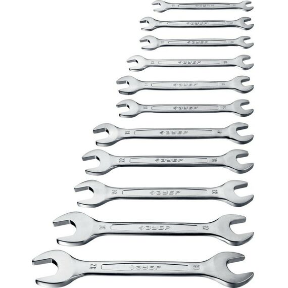 Наборы инструментов и ключи: Набор рожковых гаечных ключей Зубр 6 - 32 мм 12 шт [27010-H12_z01] фотографии