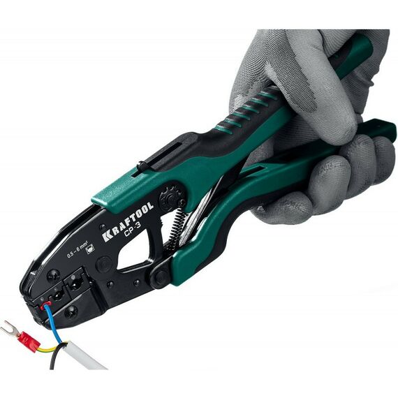 Электромонтажный инструмент: Пресс-клещи KRAFTOOL CP-3 для изолированных наконечников и муфт 0,5 - 6 мм.кв [45461-3] фотографии