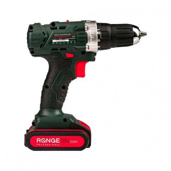 Дрели и шуруповерты: Аккумуляторная дрель RANGE RCD18/2.0-PRO 18В, 2 Li акк. 2.0Ач, 32Н, метал. патрон, кейс фотографии