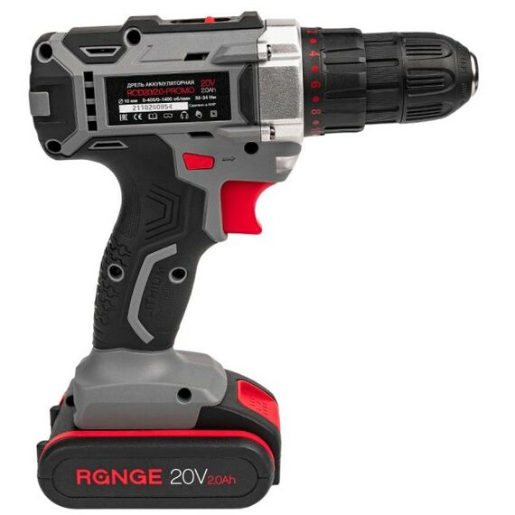 Дрели и шуруповерты: Аккумуляторная дрель RANGE RCD20/2.0-PROMO 20В, 2 Li акк. 2.0Ач, 34Нм, метал. патрон, кейс фотографии