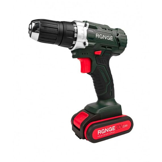 Дрели и шуруповерты: Аккумуляторная дрель RANGE RCD20/2.0-PRO 20В, 2 Li акк. 2.0Ач, 35Нм, метал. патрон, кейс фотографии