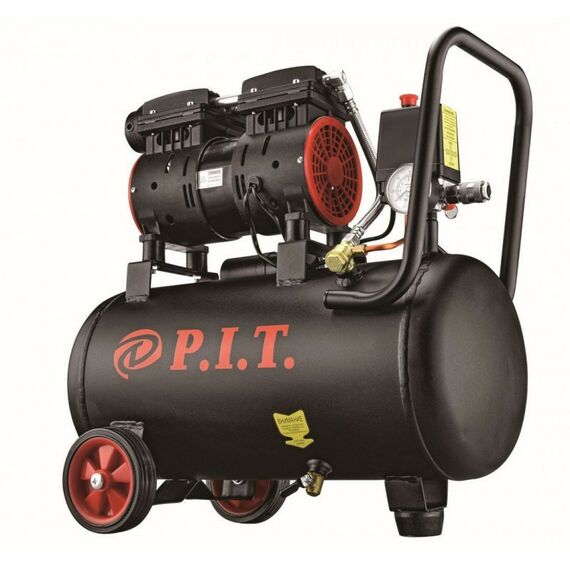 Компрессоры: Компрессор P.I.T. PAC24-C1 0.6кВт, 110 л/мин, 8бар, 24л, 2 цил, 1 вых, пр.привод, безмасляный фотографии