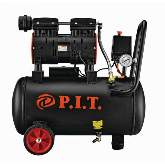 Компрессоры: Компрессор P.I.T. PAC24-C1 0.6кВт, 110 л/мин, 8бар, 24л, 2 цил, 1 вых, пр.привод, безмасляный фотографии